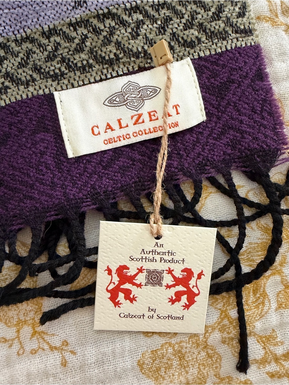 Calzeat Purple Multi-Texture Wool Scarf - Pure New Wool